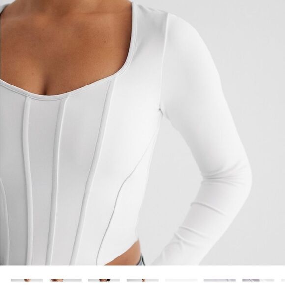Express ivory compression body contour corset long sleeve top xs - Picture 1 of 8